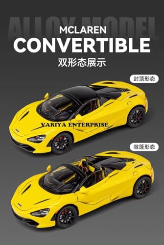 Image of 1:24 Scale Big Size McLAREN 720s Multicolor Toy Car | Metal Pullback Diecast Car for Kids with Openable Doors, Sound, Light Effects Toy for Car (Color As Per Available)