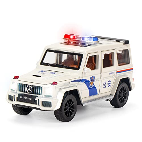 VARIYA ENTERPRISE 1:32 Mercedes Amg G63 Policetoy Car Metal Pull Back Diecast Car With Openable Door And Sound Light, Gifts Toys For Kids? ?,White