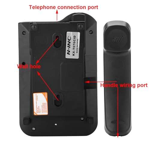 Teléfono fijo con cable para escritorio y pared negro miniatura 7