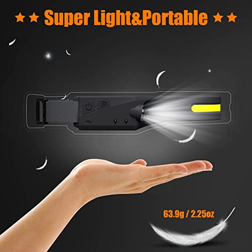 Alixumiss Rechargeable LED Headlamp, Headlamp Flashlight Wide Beam Lightweight Headlamps, COB 230° Illumination, Motion Sensor, Waterproof Head Lamp, 5 Modes Headlight for Camping, Cycling,Running - Image 6