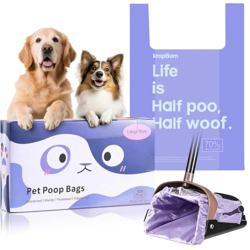 Image of 125 Pack Large Dog Poop Bags for A&H Swivel Bin Pooper Scooper Purple