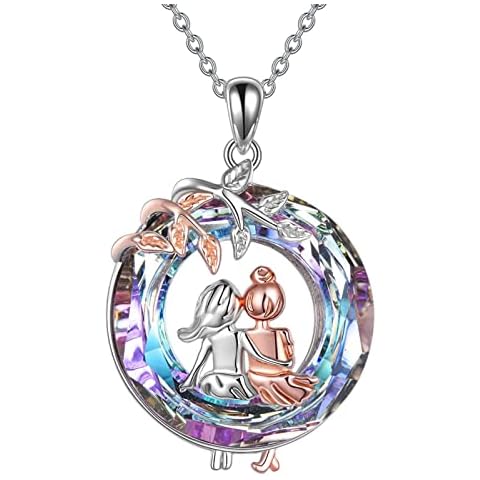 jagosen Sister Necklace, 925 Sterling Silver Heart Necklaces Jewellery Birthday Gifts for Women, Engraved Always My Sister Forever My Friend Cover