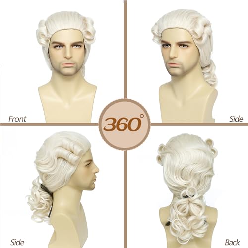 judge colonial wig for men beige funny crazy wigs washington halloween costume cosplay party wigs beige