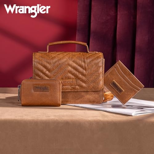 Wrangler Mini Crossbody Purses for Women 3 in 1 Quilted Small Top Handle Bag Sets with Strap3
