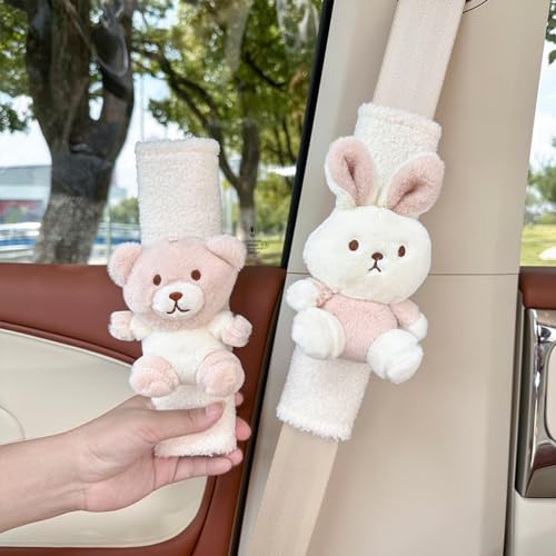 Image of 2-Pack Cute Auto Seat Belt Covers for Kids - Comfortable Safety Belt Protector Cushions, Shoulder Pad for Children & Baby Carriage Strap Covers - Enhances Seatbelt Safety & Comfort