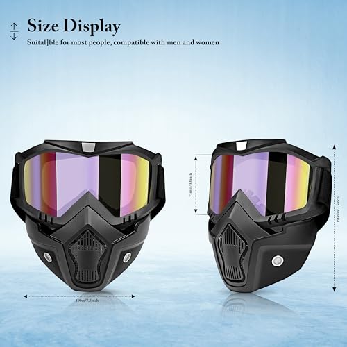 Eliane Goggle Mask Anti Scratch Uv Protective Face & Eyewear Windproof Dirt Shield with Soft Foam Padded Detachable Mouth Filter for Cycling Bike Off Road Racing Ride Unisex (Rainbow Visor), Erin 6 410wlvEvdUL
