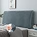 Caijin Copertura per Testiera, Fodera per Testiera del Letto Tessuto in Velluto Elasticizzato, Copertura Protettiva con Fondo Elastico per la Decorazione del Letto (Grigio, Lunghezza: 180cm-200cm)
