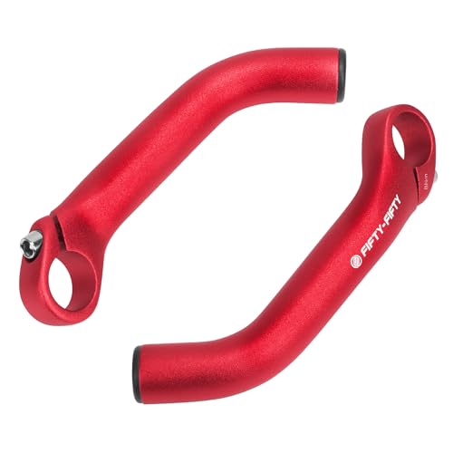 FIFTY-FIFTY Bike Bar Ends, Mountain Bike Handlebar Ends, Aluminium Alloy MTB Bicycle Bar Extender (Red)