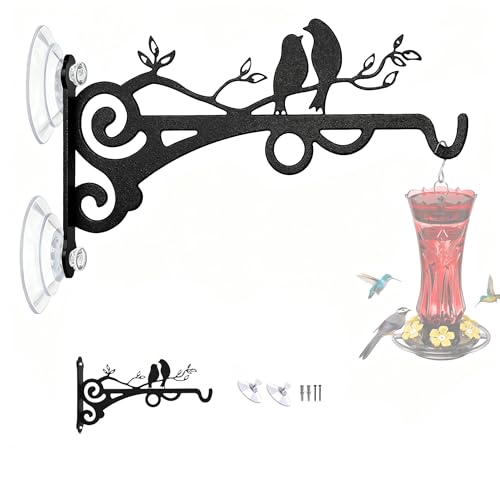 VYTTOX Metal Window Mounted Hummingbird Feeder Hanger Hook with Strong Suction Cups for Outdoors Window Viewing, Hanging Glass Bird Feeders, Wind Chimes & Plants