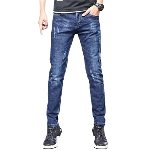 Men's Classic Business Jeans Wear Pants Middle-Waist Leggings Denim Trousers