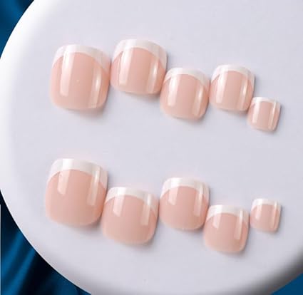 Buddy Jelly Trends Premium Designer 24pcs Toe Stick-on Nails set, with Easy Glue Tab application, Nails are Reusable & Unbreakable