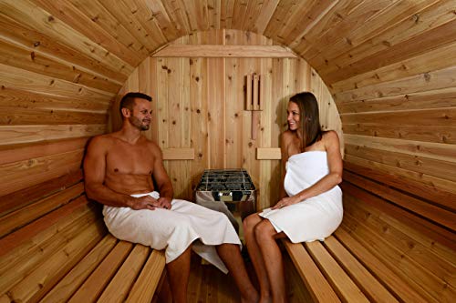 Almost Heaven Saunas | Quality Indoor/Outdoor Sauna Kit | Made in The USA | Detox & Weight Loss | Natural Wellness | Therapeutic Steam Spa (Pinnacle 4-Person Barrel Sauna, Rustic Cedar)