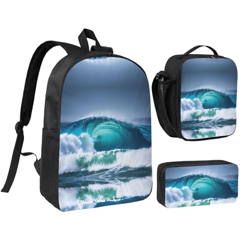 Sac à dos de voyage 43 cm noir avec sac à lunch pour sorties et loisirs