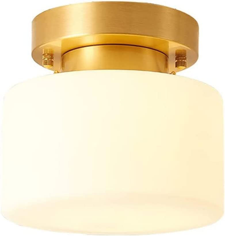 American Style Flush Mount Ceiling Lamp High Light Glass Lampshade Ceiling Lighting Fixture E27 Mini Gold Ceiling Light