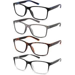 Blue Light Blocking Reading Glasses for Men 4-Pack Stylish Computer Readers with Spring Hinges,Anti Glare/Eye Strain Filter UV Ray Lightweight Reader Eyeglasses,+3.0 Magnification Strength