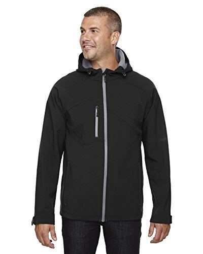 Ash City Mens Prospect Soft Shell Jacket with Hood (Medium, Black)