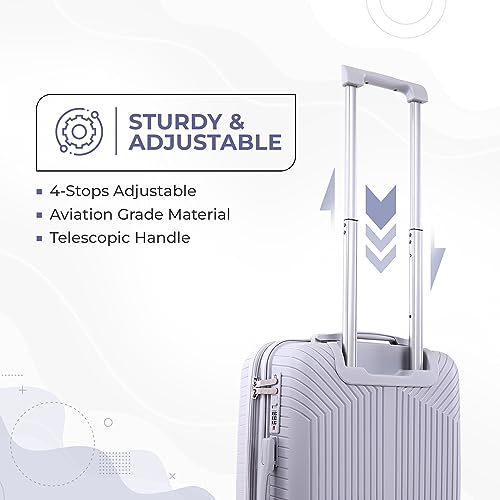 Image of V-Lite Galaxy 20 inch / 56 cms Cabin Hardside Trolley Bag for Travel, Light Grey Carry-On Spinner Luggage for Men & Women