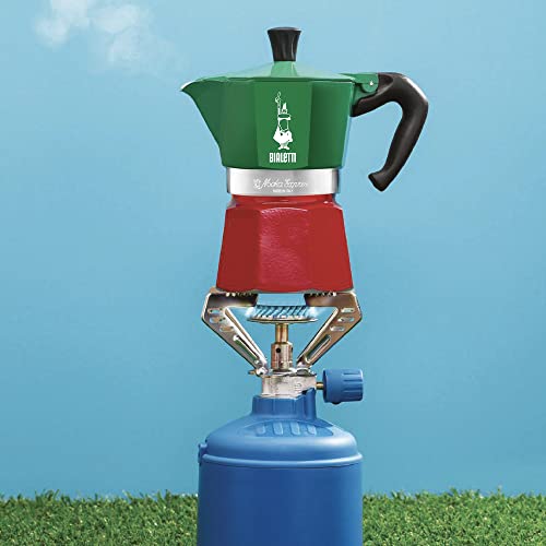 Bialetti - Moka Express Italia Collection: Iconic Stovetop Espresso Maker, Makes Real Italian Coffee, Moka Pot 3 Cups (4.3 Oz - 130 Ml), Aluminium, Colored in Red Green Silver by Bialetti - Image 2