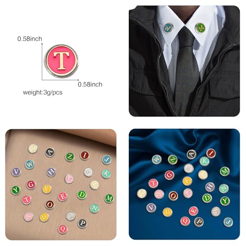 Image of 26 Pack Enamel Initial Brooches Pins Set Cute Colorful Letters Lapel Pin Brooch Badges Funny Pins for Backpacks Badges Jackets Hats Accessories for Women Men Gold Silver