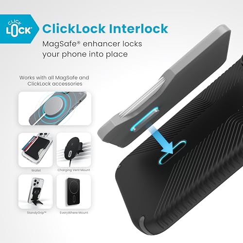 Image of Speck Presidio 2 Grip iPhone 16 Pro Max Case - MagSafe and ClickLock - Slim Black /Slate Phone Case