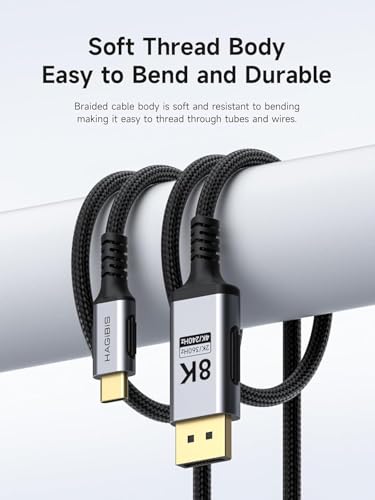 Image of INICIO 8K USB C to DisplayPort 1.4 Bi-Directional Cable [8K@60Hz, 4K@240Hz] Thunderbolt 5 /4 USB4 to DP 32.4Gbps HBR3 Adapter For Type C Monitor MacBook iPad Pro Air iPhone 16 15 XPS S25 S24 Ultra (2m)