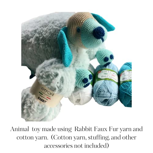 2PK Rabbit Faux Fur Yarn – Ultra-Soft Chunky Yarn for Crocheting & Knitting, Fluffy Yarns for Crochet, Perfect for Plush Toys, Blankets & Cozy Projects, 200g (130m) – Luxury Boutique Yarns (Blue)