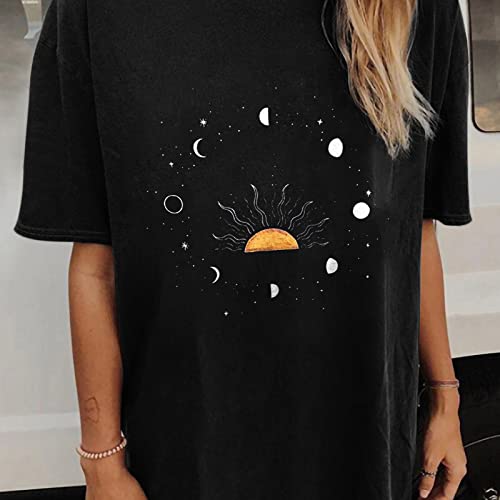 Image of Summer Y2k Tops for Womens, Casual Vintage Short Sleeve T-Shirt, Girls Oversize Loose Round Neck Elastic Tee