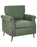 Beliani Moderner Retro-Sessel aus Stoff grün mit Metallbeinen schwarz Vietas