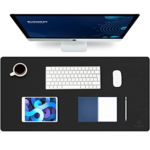 Knodel デスクマット オフィスデスクマット デスクマット PUレザー製 ノートパソコンデスクマット 両面 (40×80cm, ブラック)