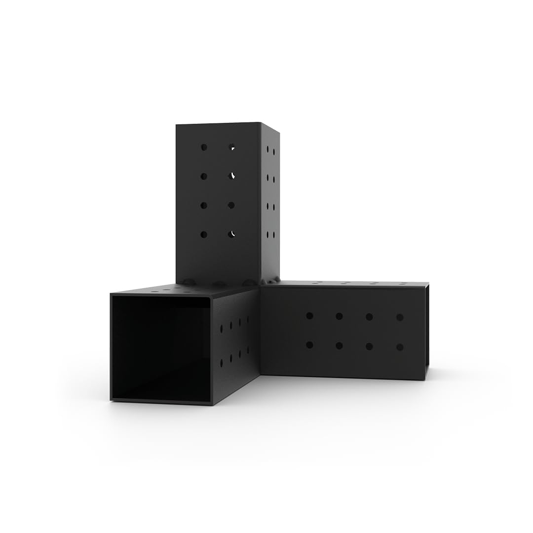 TOJAGRIDG021030MB1 Trio 2 Pack for 4x4 Wood Posts Modular Pergola Part, Black