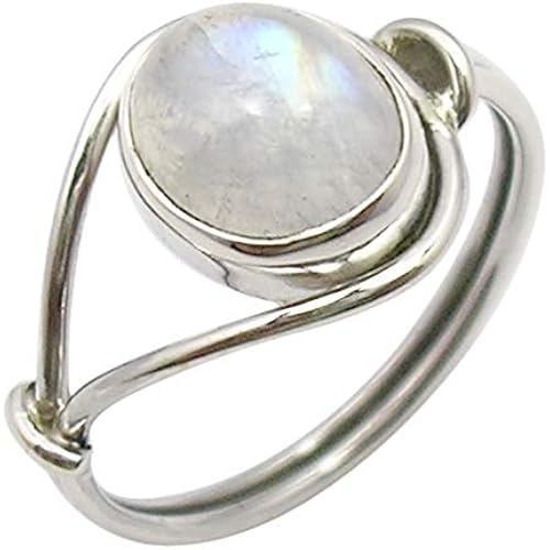 925 Silver Oval Moonstone June Birthstone Ring for Women New Year Any Size 4.5 to 12