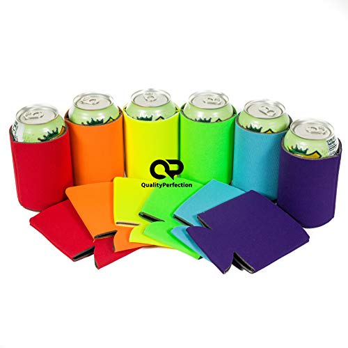 QualityPerfection 12 Can Cooler Sleeves Beer Blank, Soft Insulated Reusable Drink Coolies