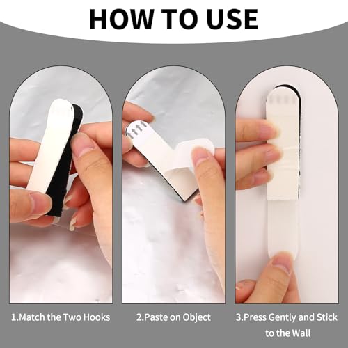 Image of 80 Pcs Picture Hanging Strips, Hanging Pictures Without Nails for Photos, Murals, Wall Decorations (40 Pairs, Black, 69 * 16 MM)