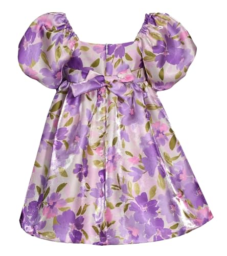 Bonnie Jean Girls Size 2T-16 Floral Satin Puff Sleeve Party Dress3
