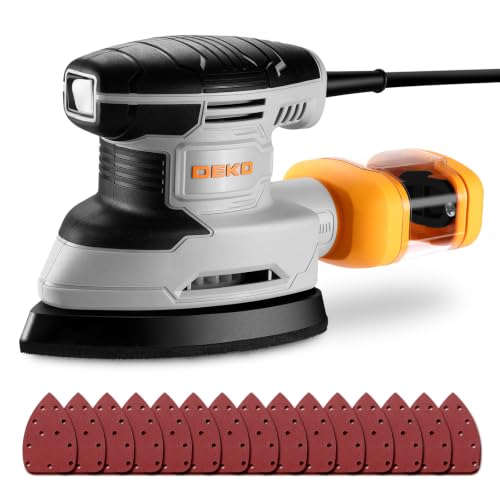 Detail Sander: DEKOPRO 1.5A Mouse Sander Electric Sander Tool Corded Palm Sanders with Dust Collection & 15pc Sandpapers for Sanding,Polishing,RemovingPaint