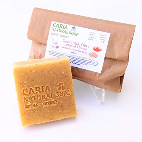 CARIA Olive Oil soap bar with Goat's Milk Oatmeal Sweet Almond Oil Honey all natural from Turkey