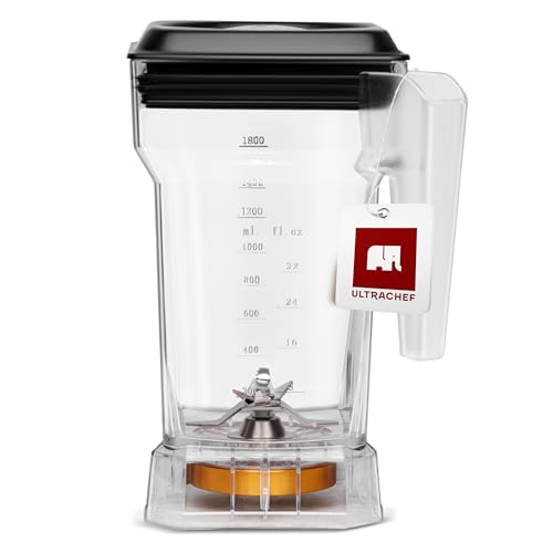 La mejor comparación de vaso para licuadora los mejores 10. 47 ULTRACHEF Vaso de Repuesto Original para Licuadora Profesional U2000 | Contenedor de Tritán con Cuchillas de Acero Inoxidable, Tapadera y Tapón | Capacidad de 1800 ml | BPA FREE...