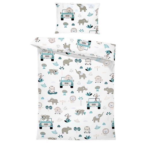 Kinderbettwäsche Baby Bettwäsche 90x120 cm aus Baumwolle - Kinder Set von Duvet Cover 90 x 120 und Kissenbezug 40x60 cm Junge und mädchen babybettwäsche bettbezug für Kleinkind Oeko-Tex