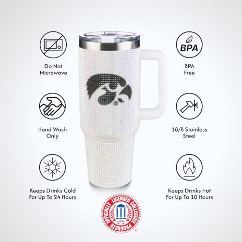 Image of The Memory Company Officially Licensed 40oz White Bling Game Day Tumbler, University of Iowa