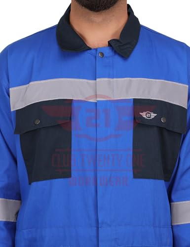 Image of Club 21 Men's Coverall Cotton 210 GSM Boiler Suit for Industrial Purpose, Cotton Breathable Workwear Overall Suit for Men