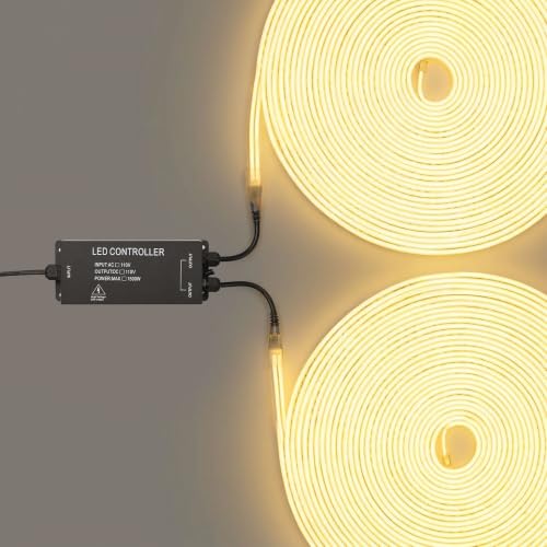 Image of Yescom 1-to-2 Receiver Remote Control for 2-Pin BiLume Neon Rope Light | 110-120V AC, Receiver box & Y-splitter power cord, Control both warm white neon flex lights, Easy plug-and-play install