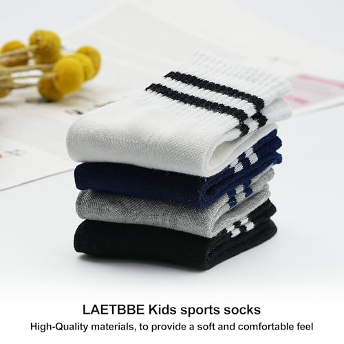 Image of 12 Pairs Boys Socks Kids Toddler Crew Socks Boys Athletic Sock Black for Boy Girls,1-12 Years.