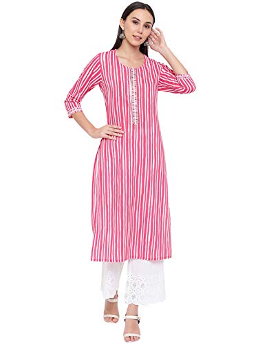 Image of Vbuyz Womens's Cotton Printed and Handwork Kurta