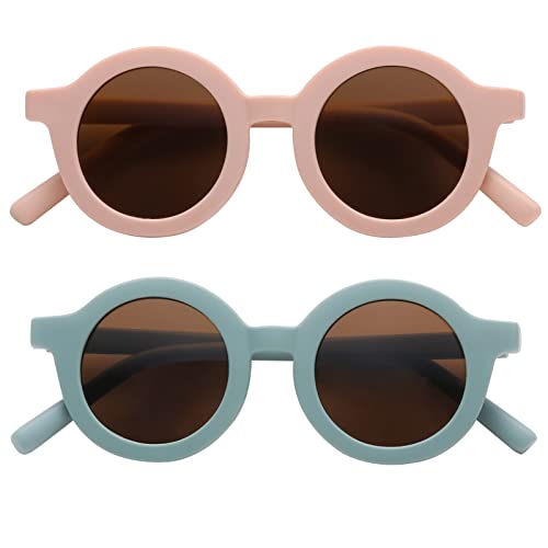 COASION Cute Round Kids Sunglasses UV Protection Flexible Rubber Glasses Shades for Toddler Girls Boys Age 2-103