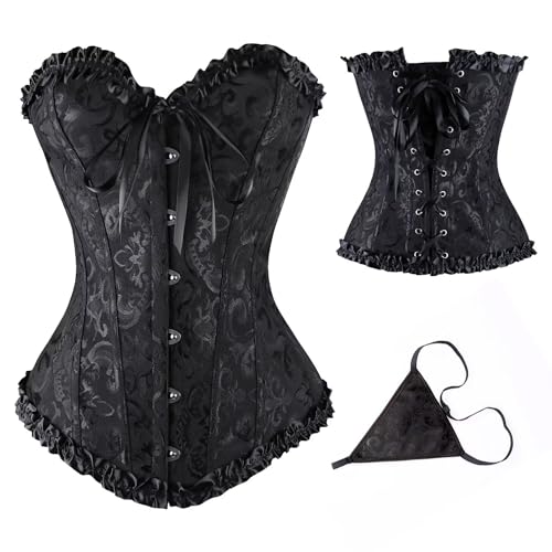Dreamburn Bustiers Corsets Bridal Lingerie Lace up Satin Boned Corset Women's Gothic Corsets Cinchers Overbust Bodysuit