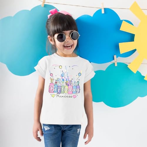 Image of Birthday Girl Shirt Kids Birthday Princess T-Shirt Toddler Girls Birthday Party Tee Cute Birthday Family Tee Tops