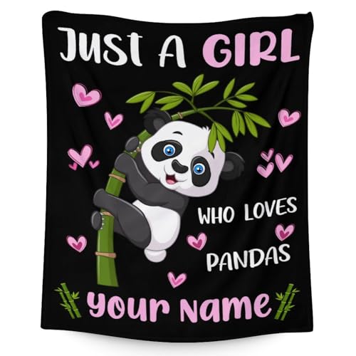 Mercuryelf Custom Panda Throw Blanket - Soft, Fuzzy & Warm - 60x80 Inches Flannel Blankets for Bed, Couch - Black Cute Throws Gift for Women