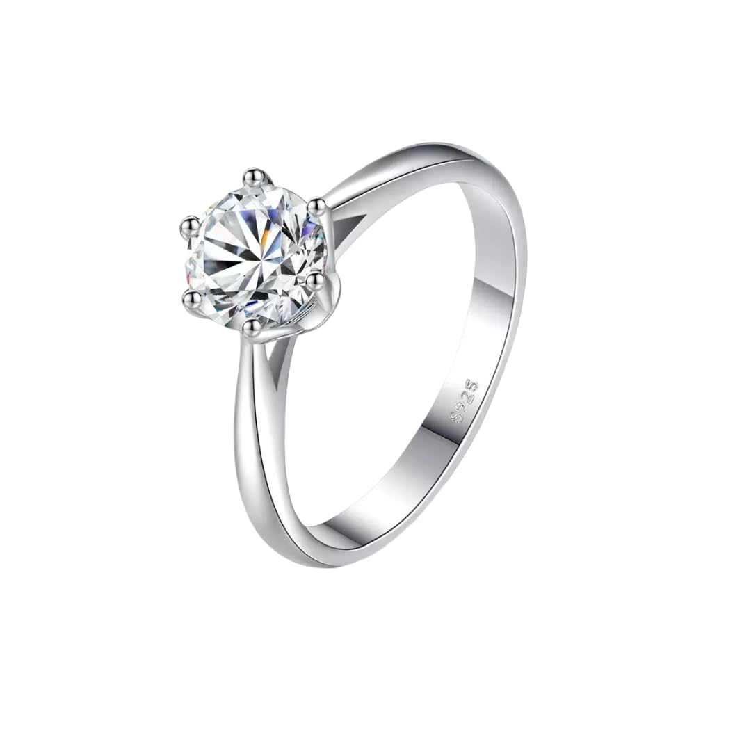 Anillos Ajustables Abiertos De Promesa De Diamante De Moissanita De 1 Quilate para Mujer, Joyería De Compromiso De Boda De Plata De Ley 925