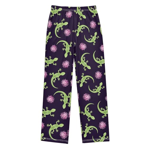 Chameleon Tie Dye Floral Boys Long Pants Soft Trousers Elastic Waist Kids Lounge Bottoms with Pockets S-XL