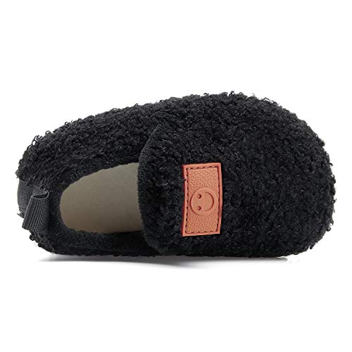Lisdwde Boys Girls Warm Slippers Kids Winter Indoor Household Shoes Black 3.5-4.5 Infant=Eu20-21 #TOP2